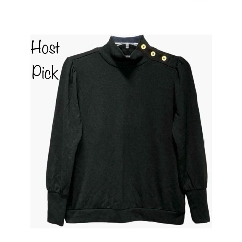 Banana Republic Button Accent Mock Neck Sweater in Dark Black Women’s XSP